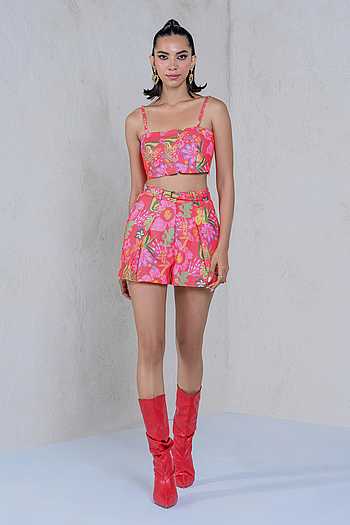Multicolor printed bustier and shorts main image 1