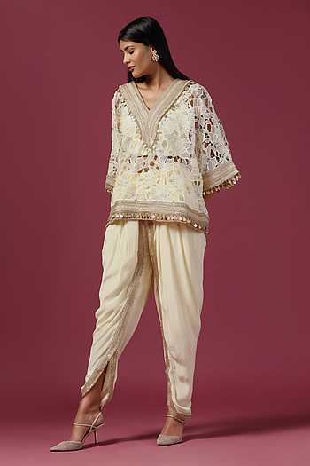 Black Mul Cotton Aastey Kaftan Dhoti Set