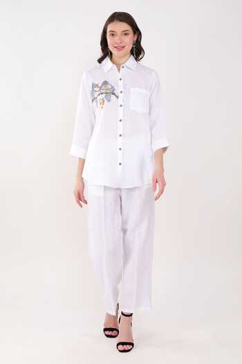 Linen Woman HAND embroidery shirt “ Blue Sky” size M-XL main image 1