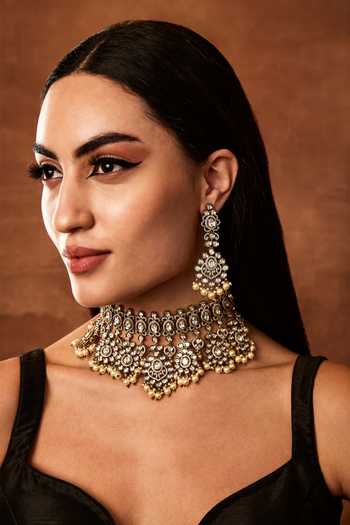 Buy Gold Plated Polki Rory Glint Victorian Jewellery Set by Ekathva