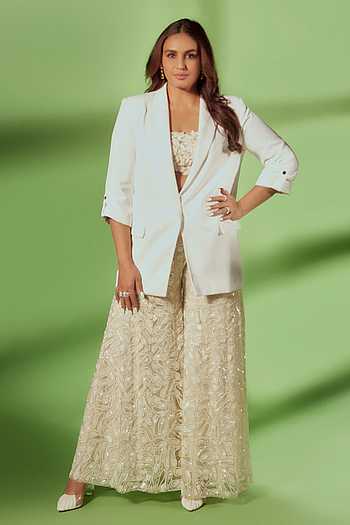 Ina Border Embroidered Cape Sharara Set