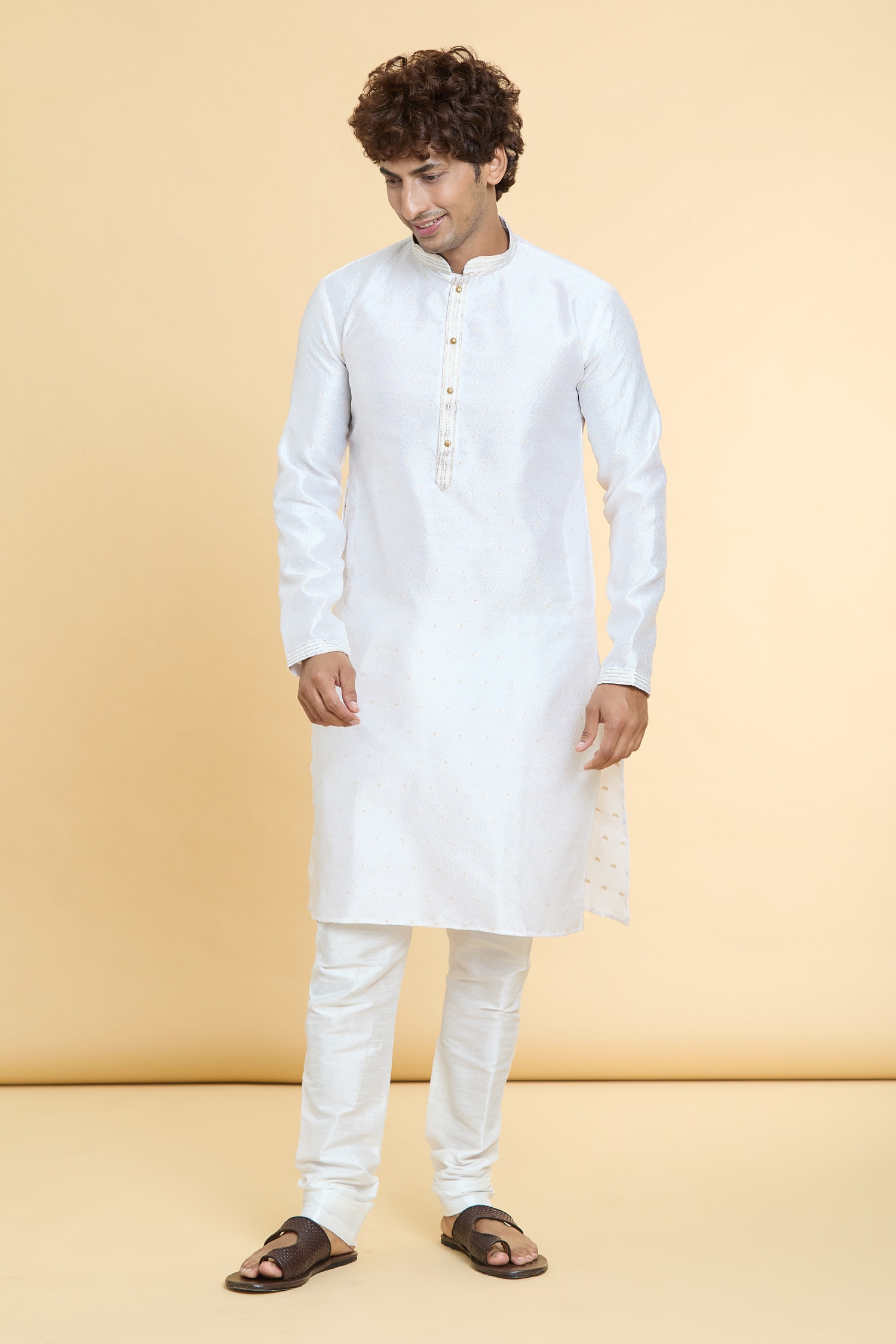 Crest Flora Woven Kurta With Churidar 