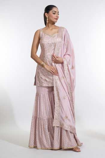 Paisley Bloom Silk Mini Dress with Sash: Coralline Pink main image 0