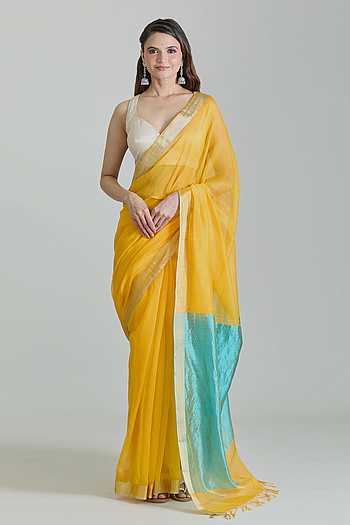 Chanderi Woven Saree With Unstitched Blouse Piece