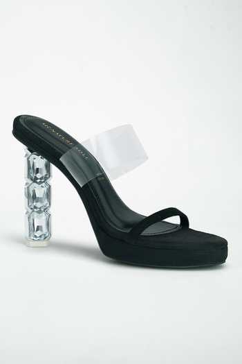Celest Circle Double Strap 9cm Heels In Black main image 1