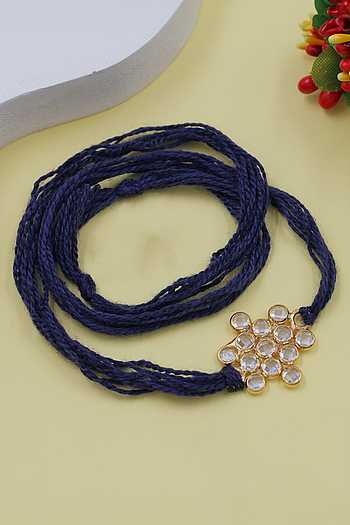 Buy Gold Checker Stone Round Studded Thread Tie-up Rakhi by Sangeeta ...