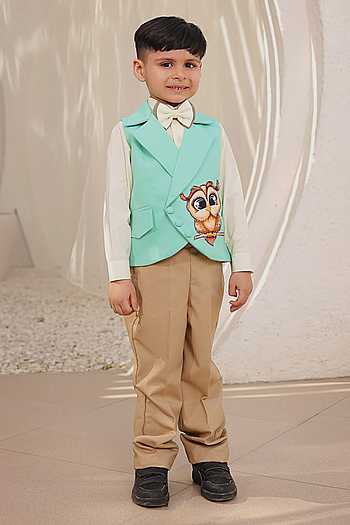 Boys All Over Mini Floral Printed Gabardine Half Pant – Sea Green main image 1