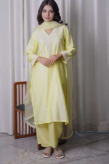 Women Multicolor Rayon Embroidered Kurta with pant & chanderi Dupatta
