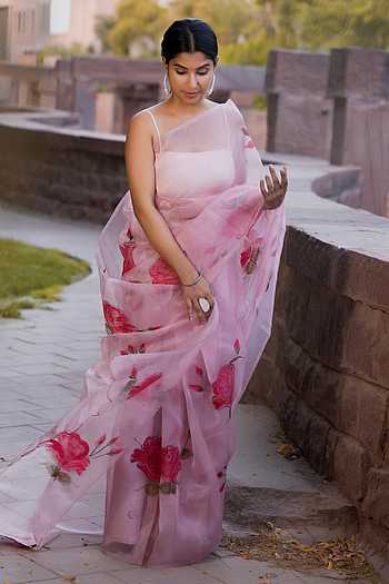 Rose Hand Painted Saree
