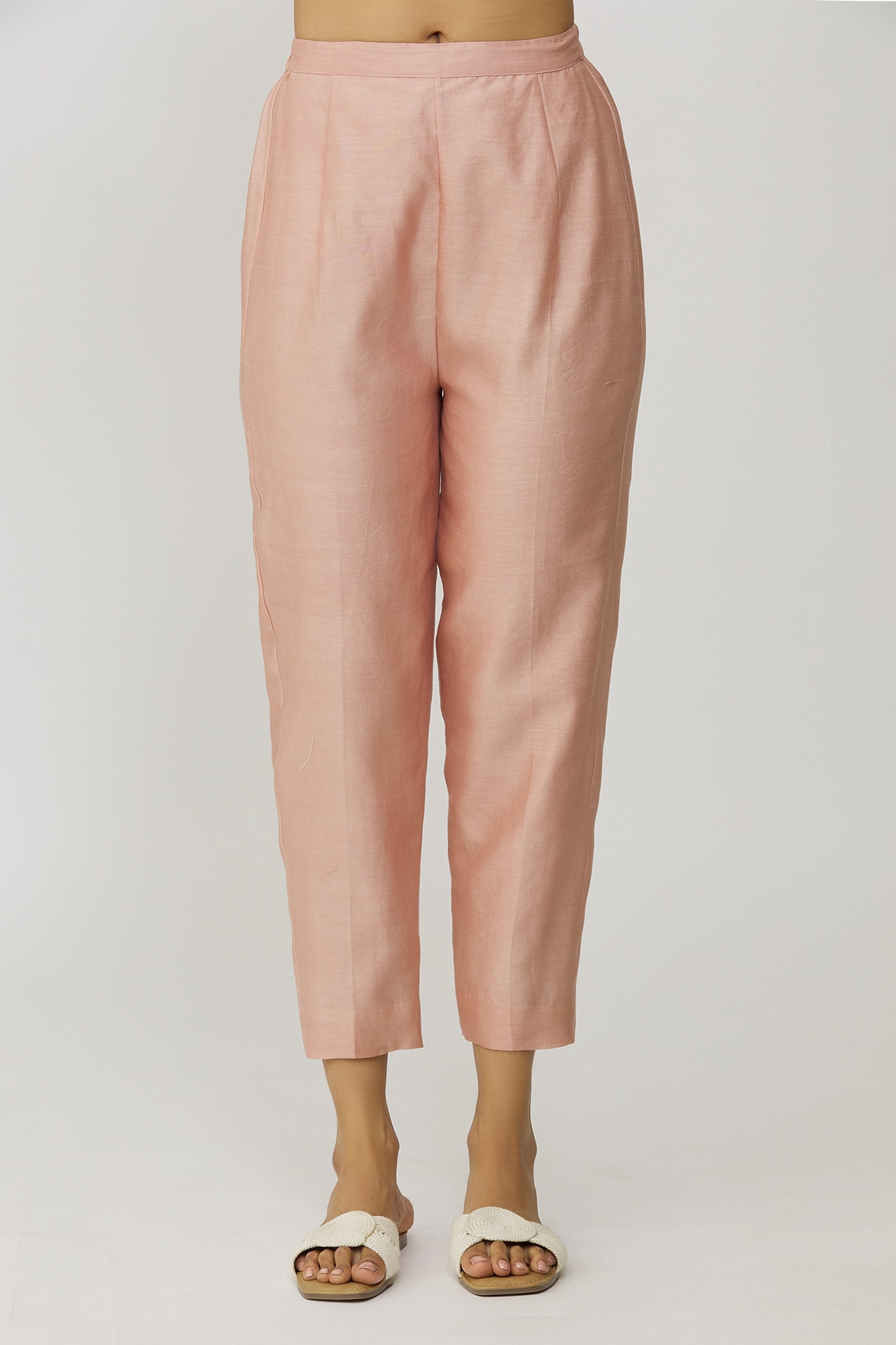 Pieces Petite PCBOSS PAPERBAG STRAIGHT PANTS - Trousers - woodrose/light  pink - Zalando.ie