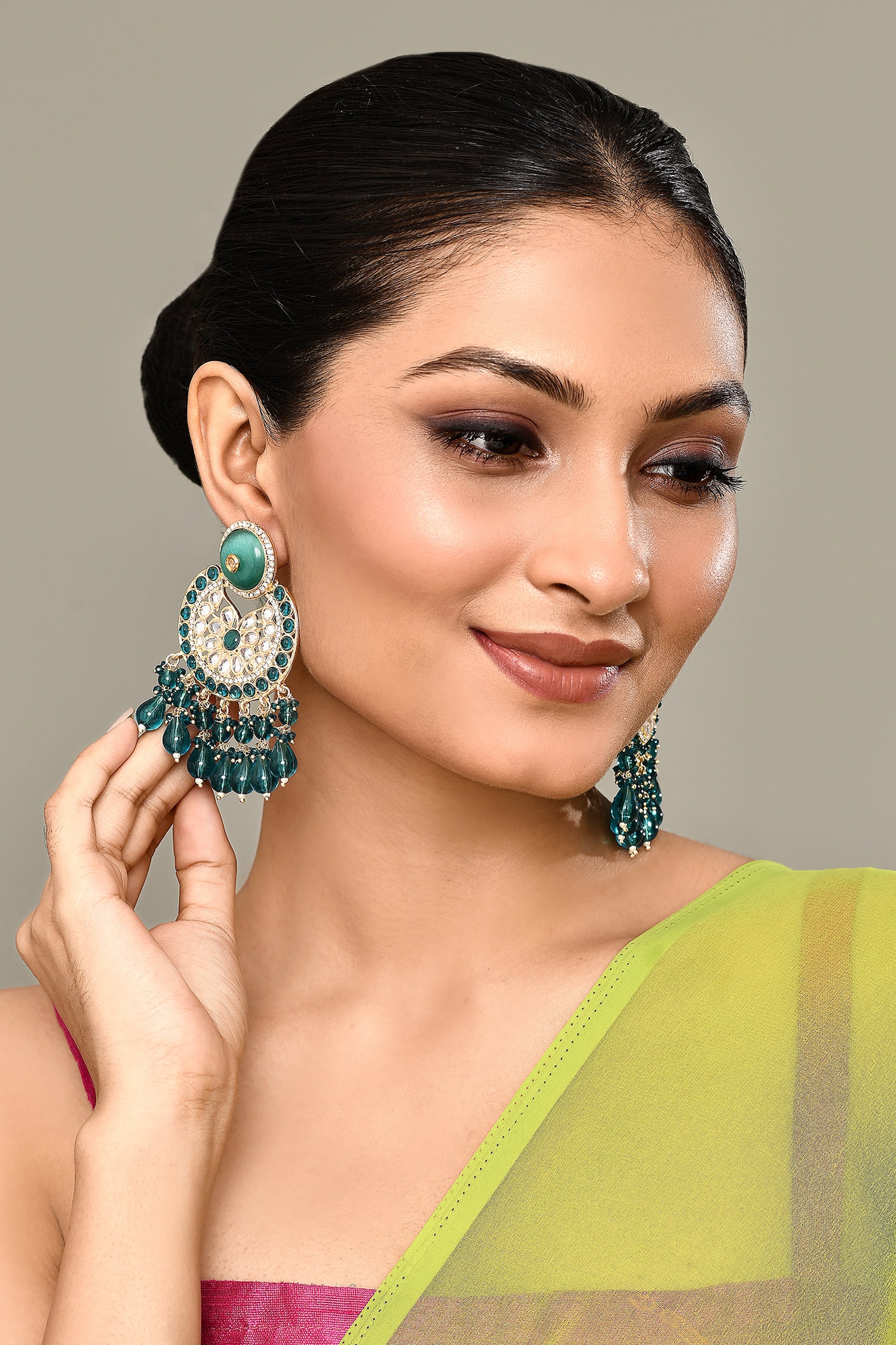 Kundan Embellished Chandbali Earrings 