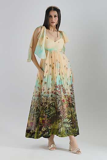 Jahzara Beauty- Pleats Floral Detail Dress (NEW)