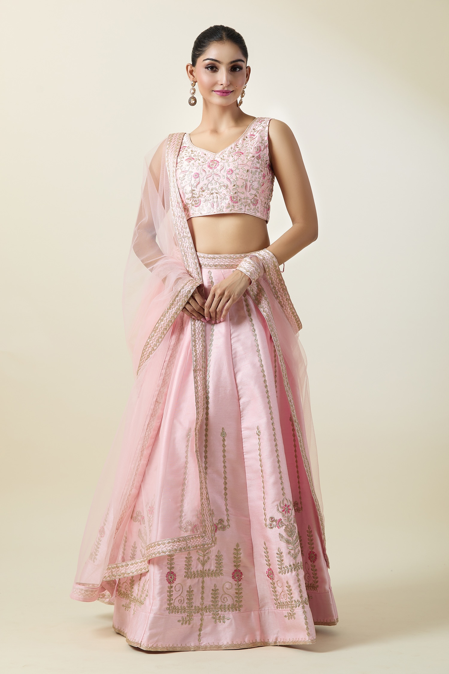 Floral Thread Embroidered Lehenga Blouse Set 