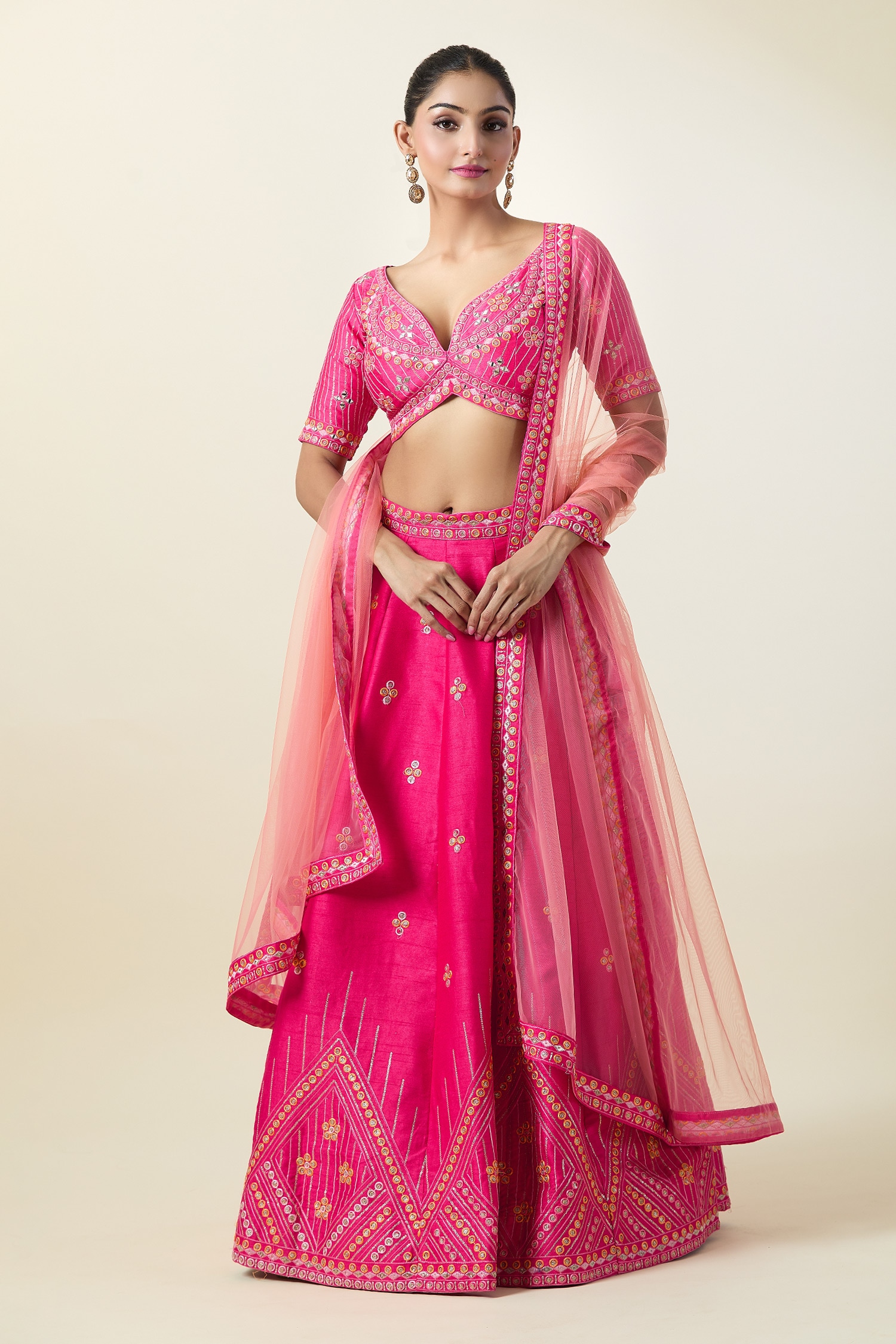 Thread Embroidered Lehenga Set 