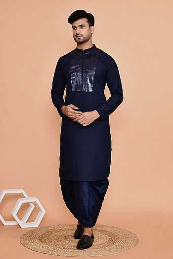 Buy Men’s Blue Dhoti Pants with Zari Woven Detail | Indiaista
