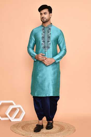 Royal Blue  Kurta Imported Silk Dhoti Pant main image 0