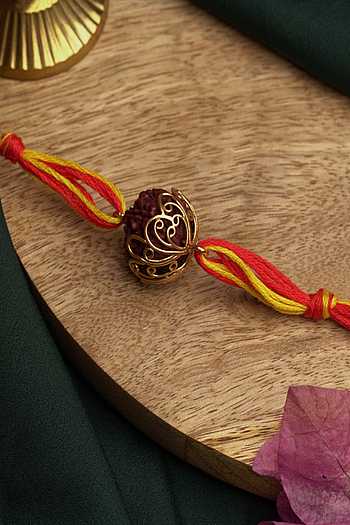 Thread Rudraksh Buy Gold Rudraksh Bead Joyful Dual Thread Rakhi by SUHANI PITTIE Online ...
