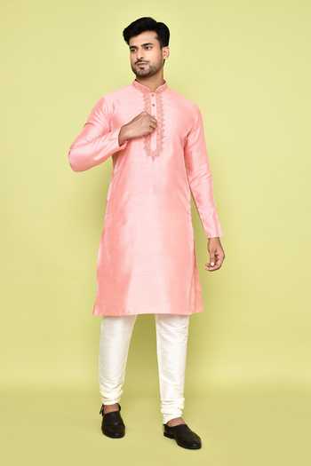 Threadwork Placket Kurta With Churidar 