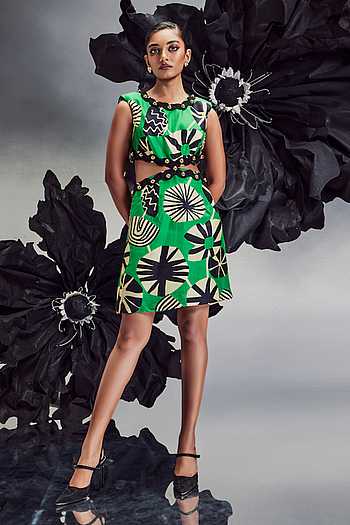 green studded dress Rib Studded Midi Dress