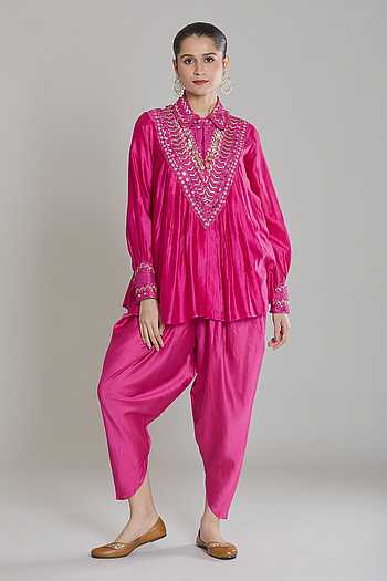 Shayari Velvet Lavender Kurta with Dhoti Pant Set
