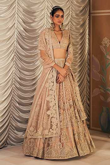 Sukhan Pearl Embellished Floral Bridal Lehenga Set