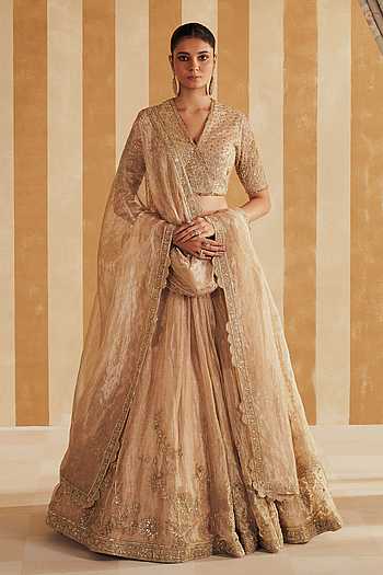 Buy Gold Blouse Net Embellished Sequin V neck Zarina Floral Embroidered buy-gold-blouse-net-embellished-sequin-v-neck-zarina-floral-embroidered