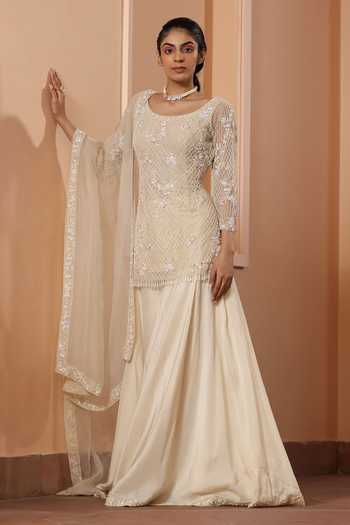 Kurta Sharara Set with Mirror Embroidery and Tassels main image 1
