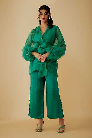 Briana Embellished- 3pcs Gemstone Blouse/Belt/Pant Set (NEW!)