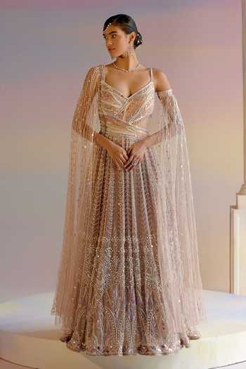 Shop Beige designer Organza Dresses for Women Online | Aza Fashions
