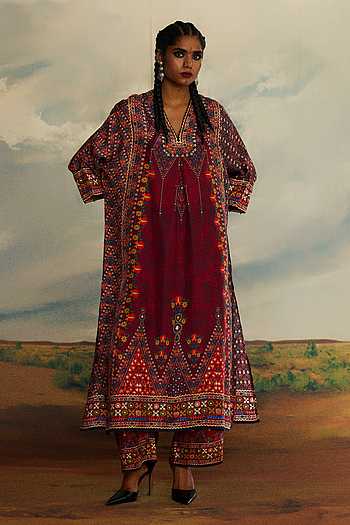 Banera Permaz Print Kimono Tunic With Palazzo