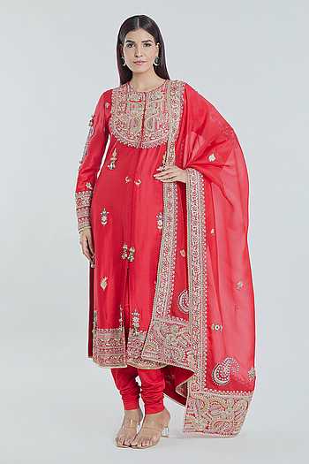 Ananya Dark Red Modal Silk Plain Straight Kurta