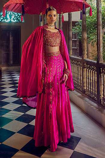 Rani Sa Embroidered Cape Sharara Set
