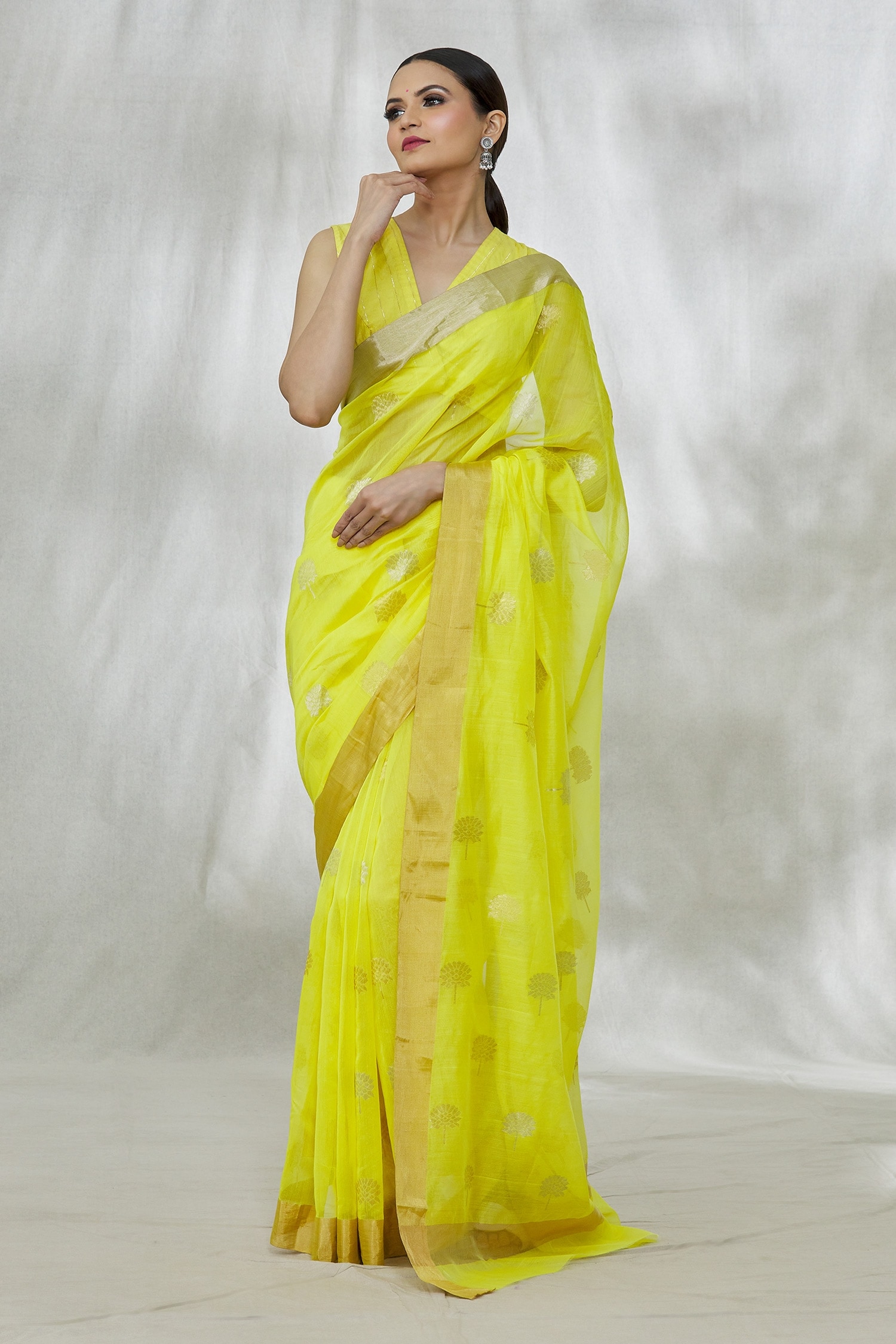 Yellow Saree with contrast Aqua blue blouse | Combination dresses,  Combination blouses, Saree wearing styles