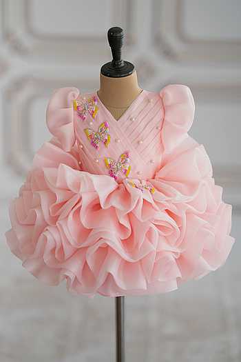 Embroidery Dress and Organza Trail for Girls