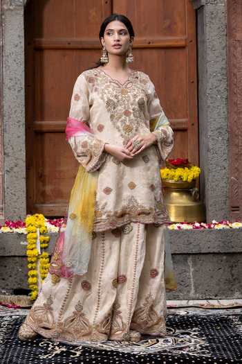 Beige Malai Chanderi Sharara Set (SS-412) main image 0