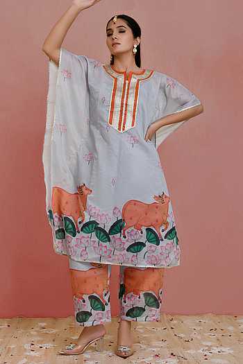 Pichwai Print Kaftan With Pant