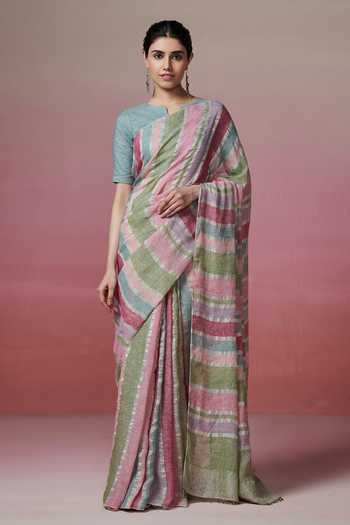 Women Multicolor Cotton Blend Digital Print Saree With Unstitched Blouse