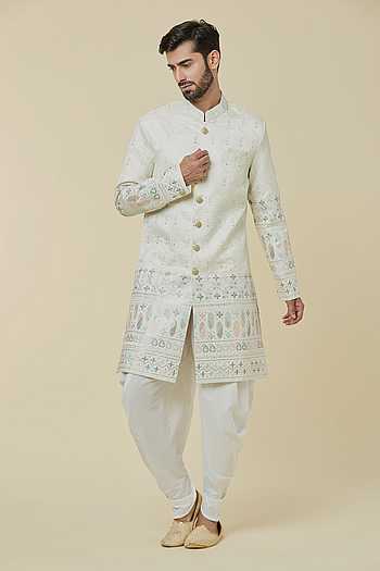 Cream Kurta Silk Dhoti main image 0