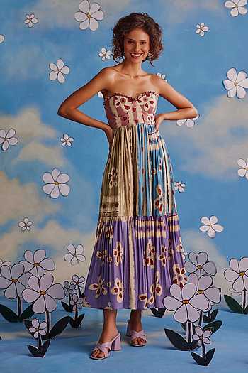 Buy Multi Color Cotton Sweetheart Neck Whimsical Wonder Floral