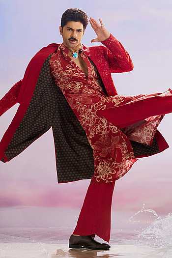 Embroidered Sherwani & Printed Kurta Set