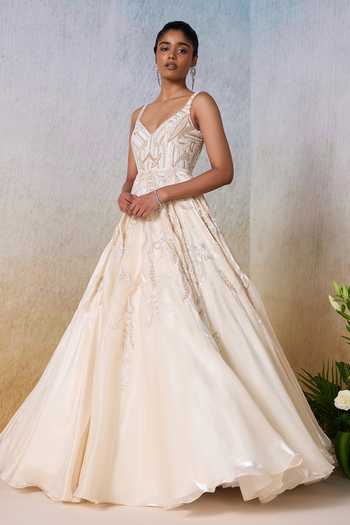 wedding dress with embroidered vines Wisteria A-line Colorful Designer Wedding Dress by Claire Pettibone main image 1