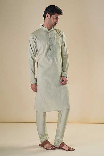 Silk Blend Sequin Embroidered Kurta With Pyjama 