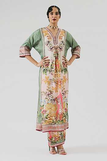 Banera Floral Geometric Print Kurta With Pant