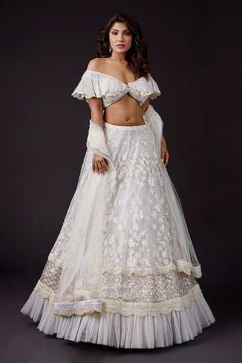 Floral Pearl Embroidered Lehenga Set