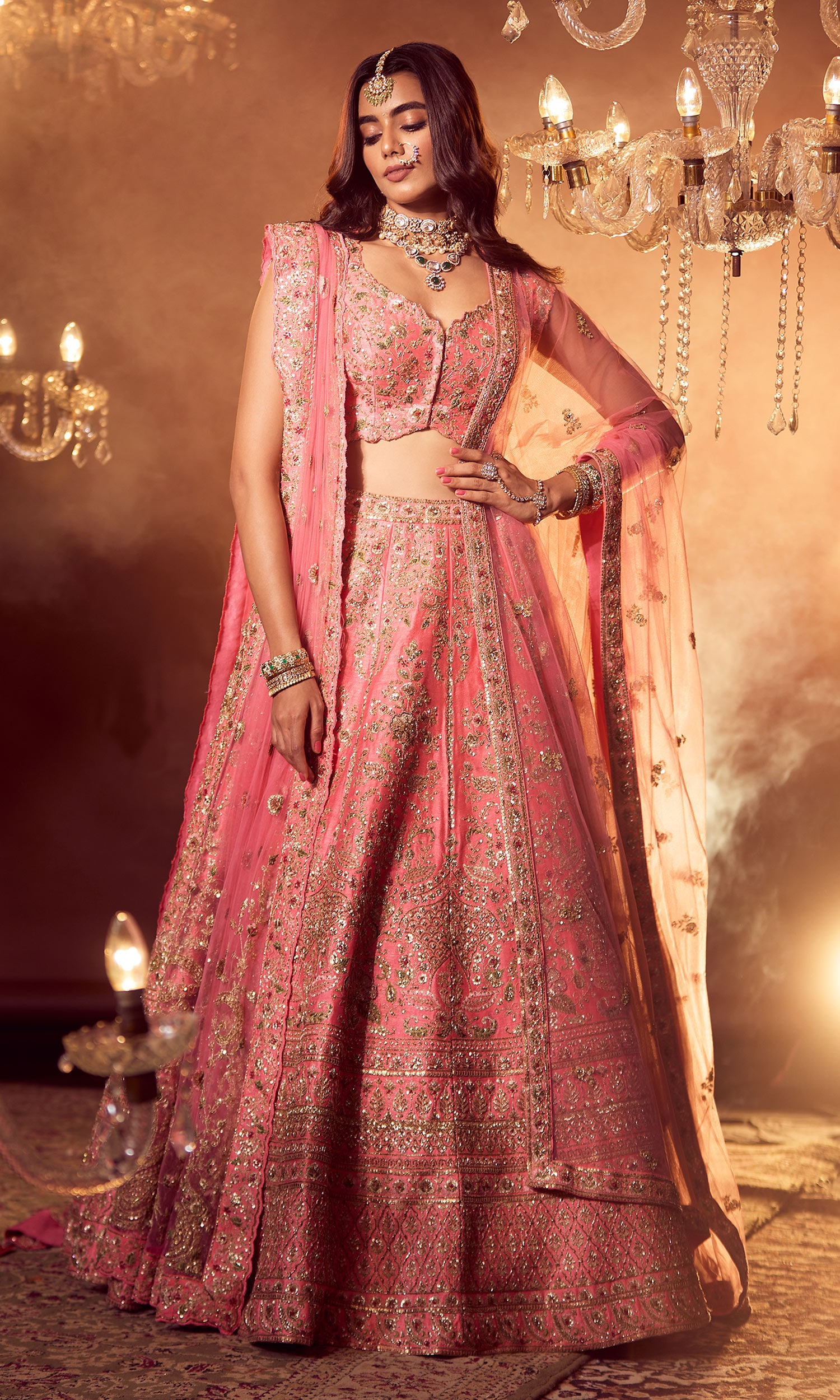 Smriti Floral Embroidered Bridal Lehenga Set 