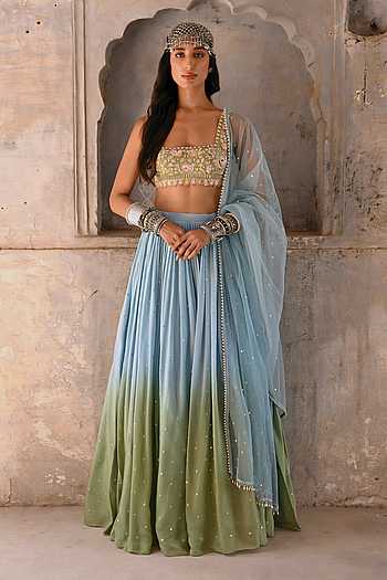 Monet Resham & Zardosi Embroidered Lehenga Set