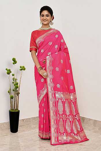 Fleur Guccha Woven Banarasi Saree With Running Blouse