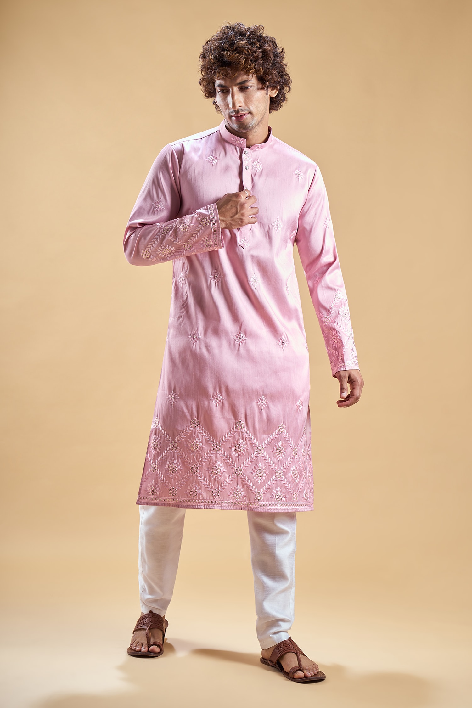 Start Embroidered Kurta With Churidar 