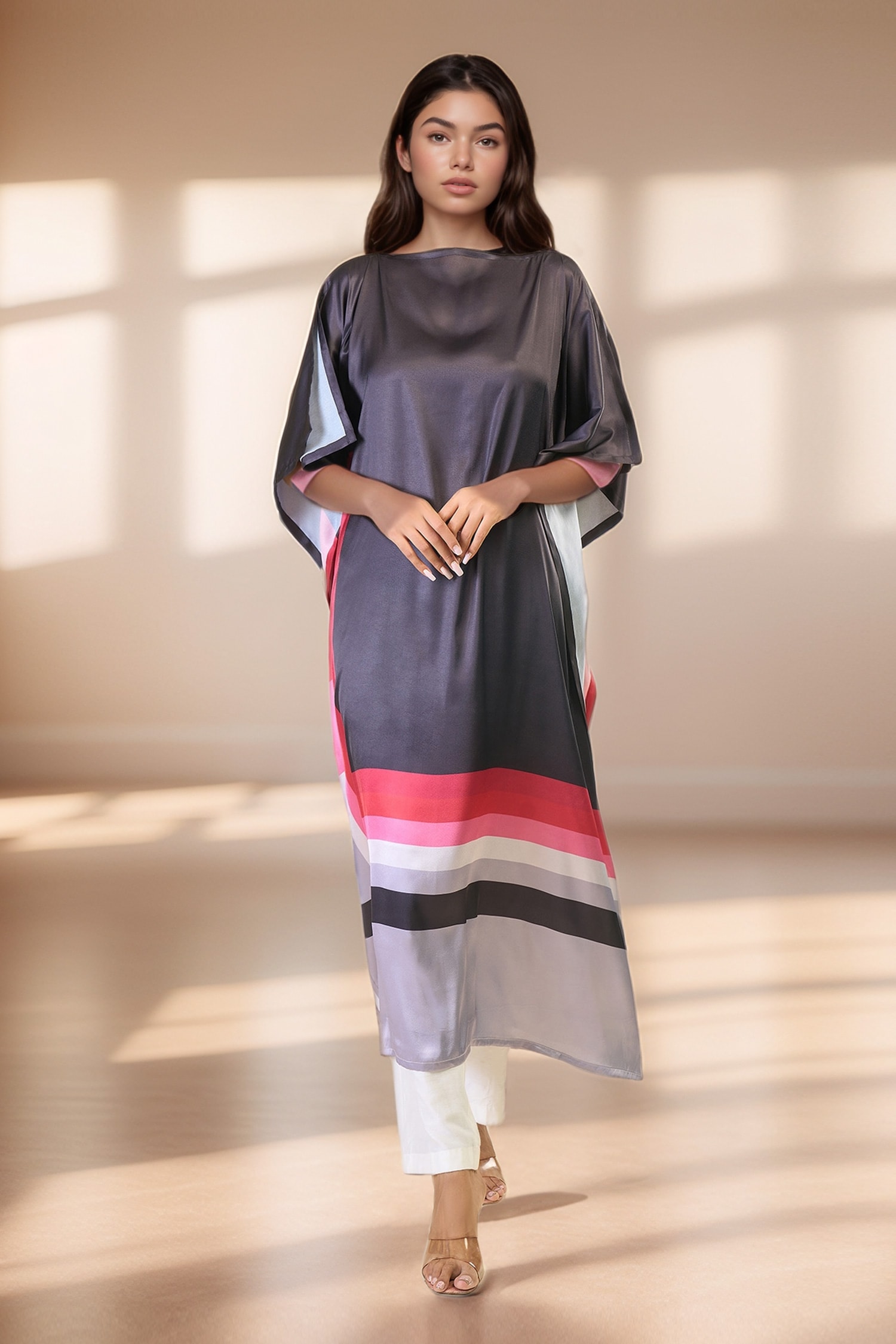 Enchantress Silk Crepe Print Kaftan 