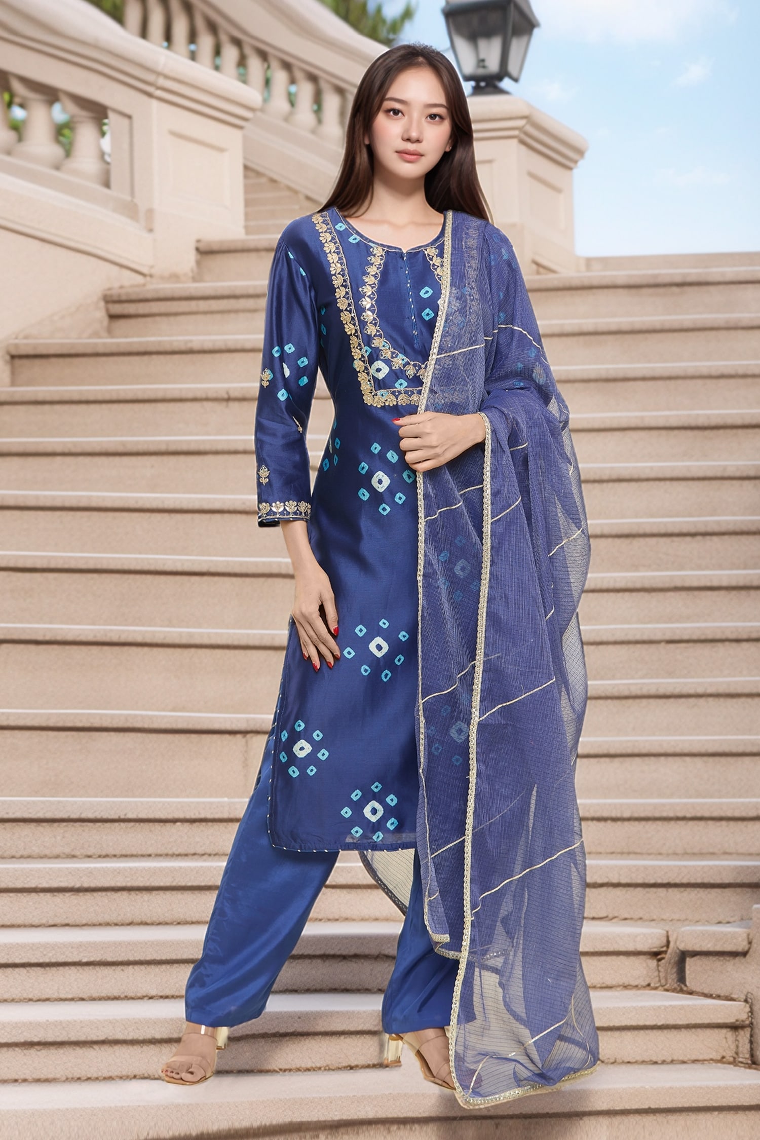 Gota Embroidered Kurta Pant Set 